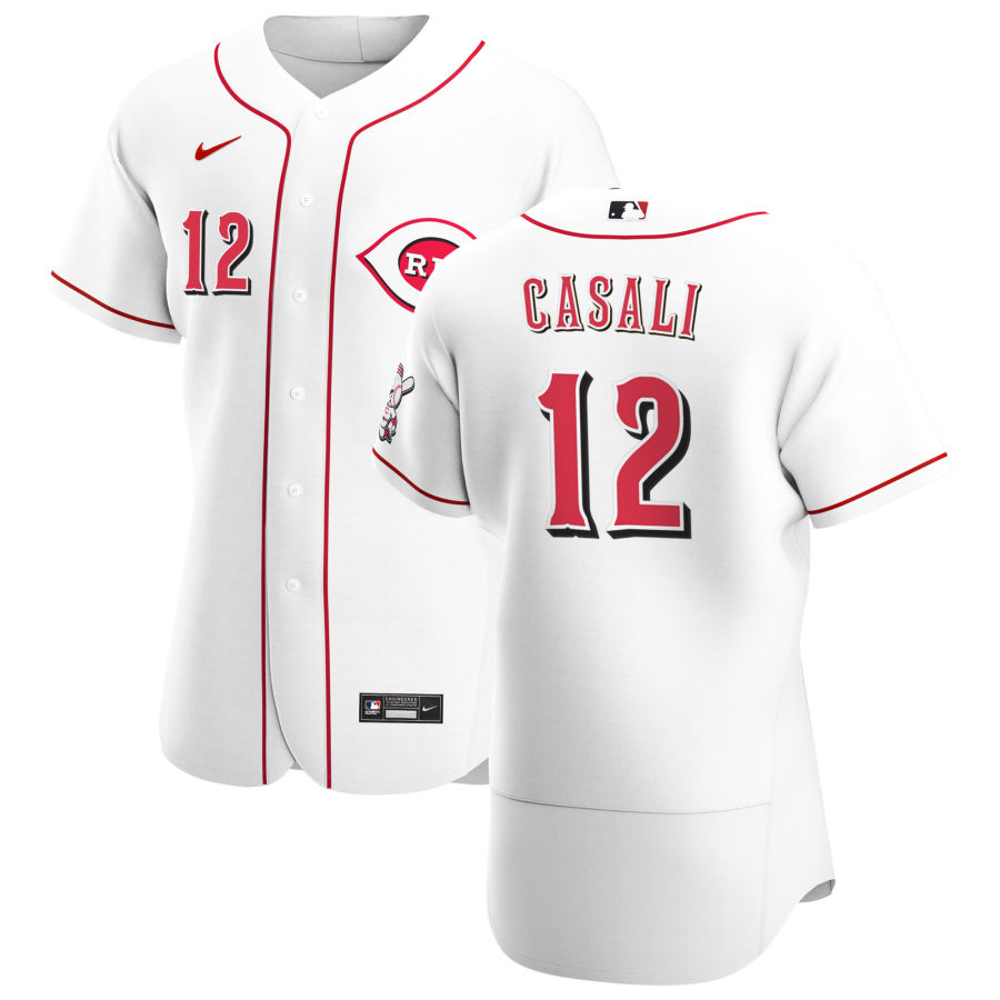 Cincinnati Reds 12 Curt Casali Men Nike White Home 2020 Authentic Player MLB Jersey